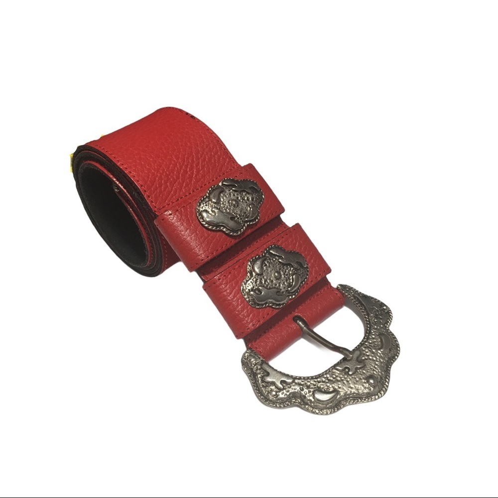 Gail Labelle Western Belt Red Vintage Leather L/XL